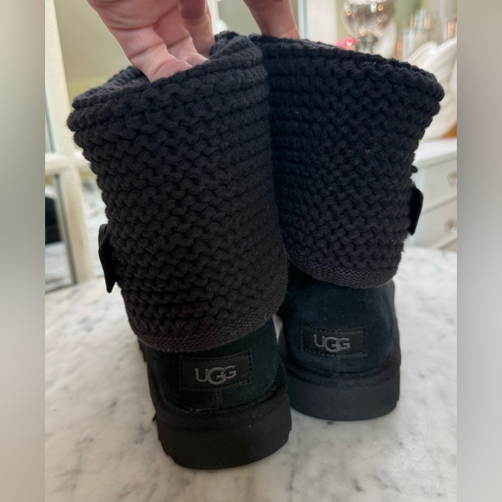 UGG Shaina Knit Black Suede Pull-On Ankle Boots Size 9 NWOT